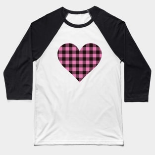 pink buffalo plaid heart Baseball T-Shirt